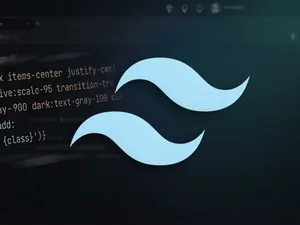 Tailwind Merge in TYPO3 Fluid mit CSS-Code und Tailwind Logo