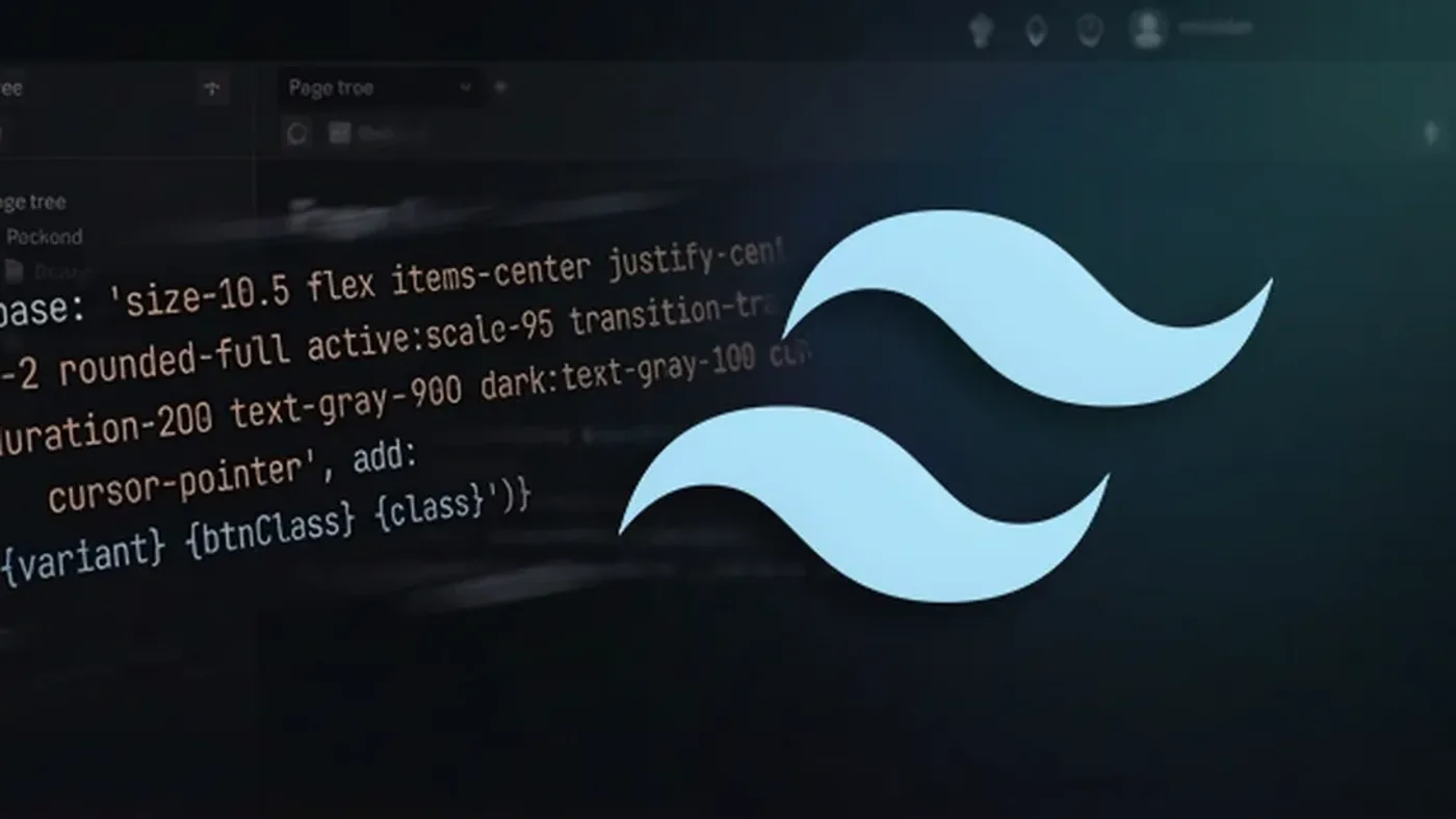 Tailwind Merge in TYPO3 Fluid mit CSS-Code und Tailwind Logo Tailwind Merge in TYPO3 Fluid mit CSS-Code und Tailwind Logo